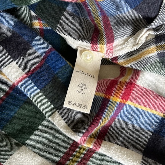 The GREAT. Plaid Boxy Fit Flannel Top - Picture 3 of 7
